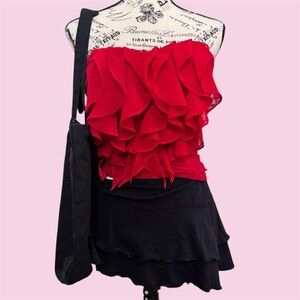 Body Central Red Ruffle Tank Top